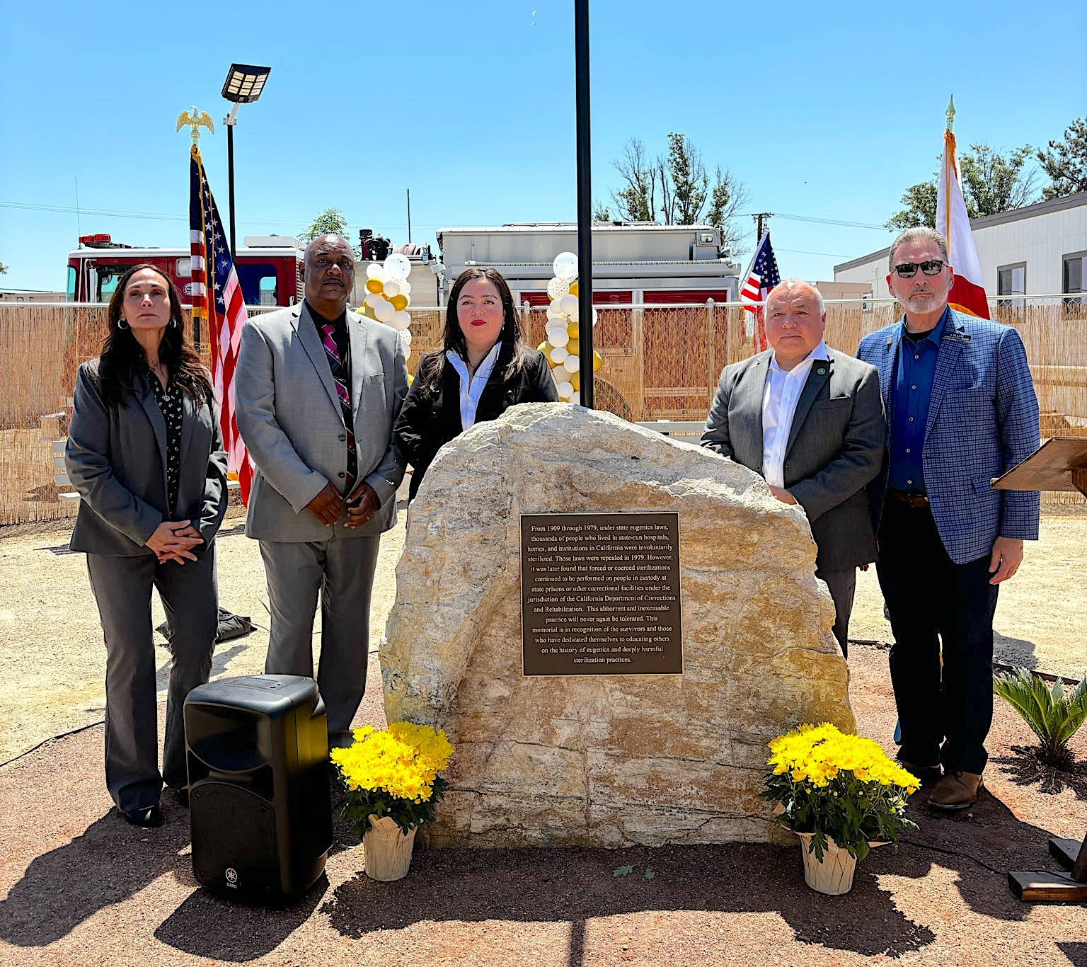 Assemblywoman Wendy Carrillo (AD-52, Los Angeles) attends the dedication of a commemorative plaque at the California Institution for Women state prison, in Chino, California, honoring the survivors and past victims of forced or involuntary sterilization that her past legislation made possible. Signed into law in 2022, AB 137, included both reparations payments, as well as the creation and public display of plaques acknowledging and apologizing for sterilizations at government institutions.