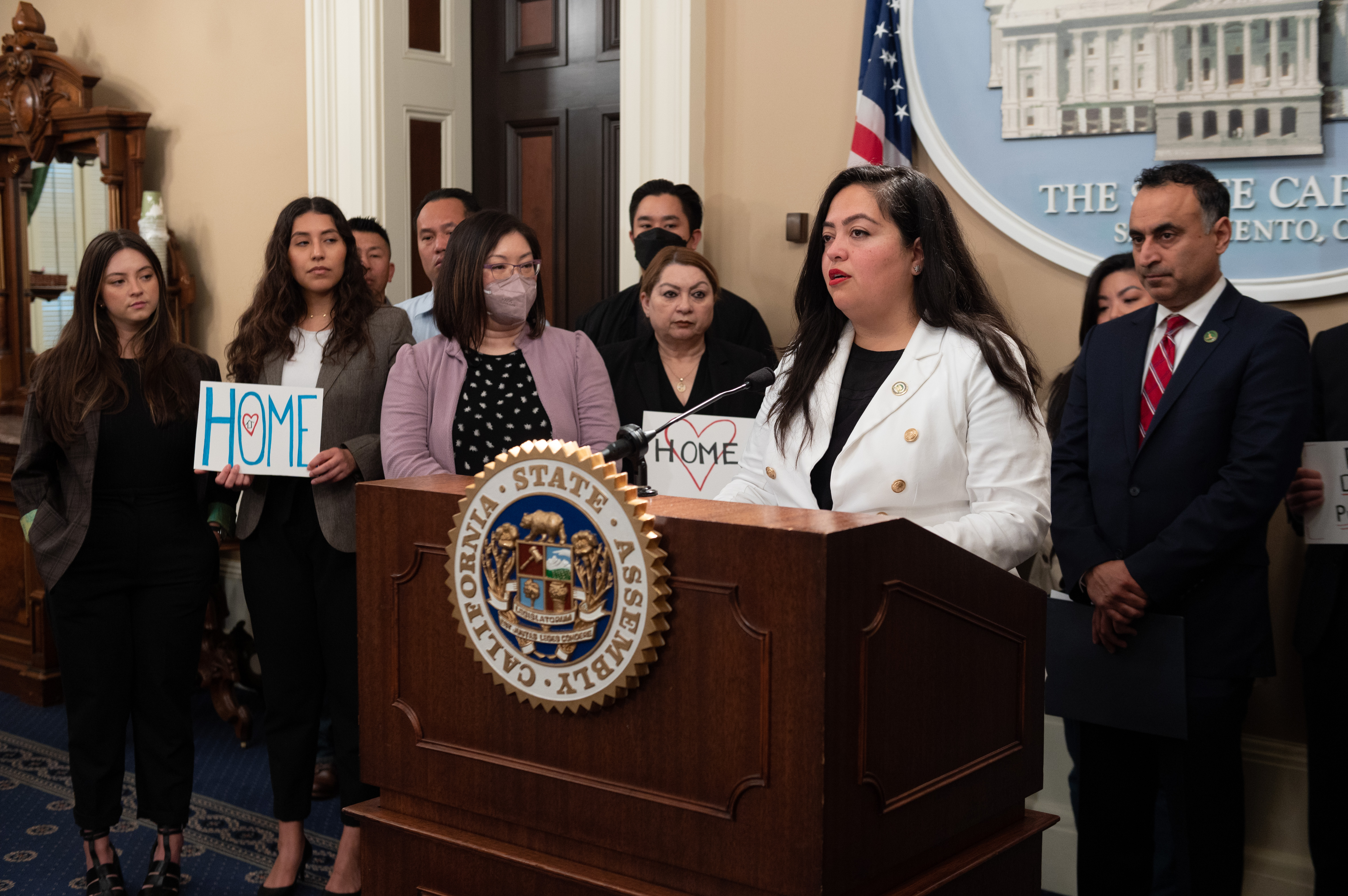 Assemblywoman Wendy Carrillo, joined by legislators and advocates, announced the launch of the HOME Act (AB 1306)