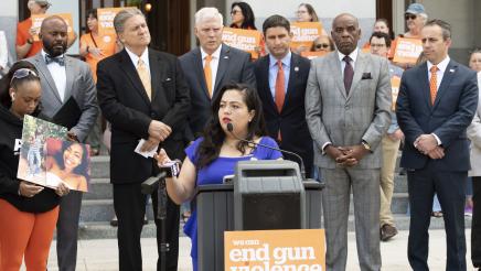 Assemblymember Wendy Carrillo delivers speech on the need for common sense gun control legislation, calling on the federal government to pass gun reform